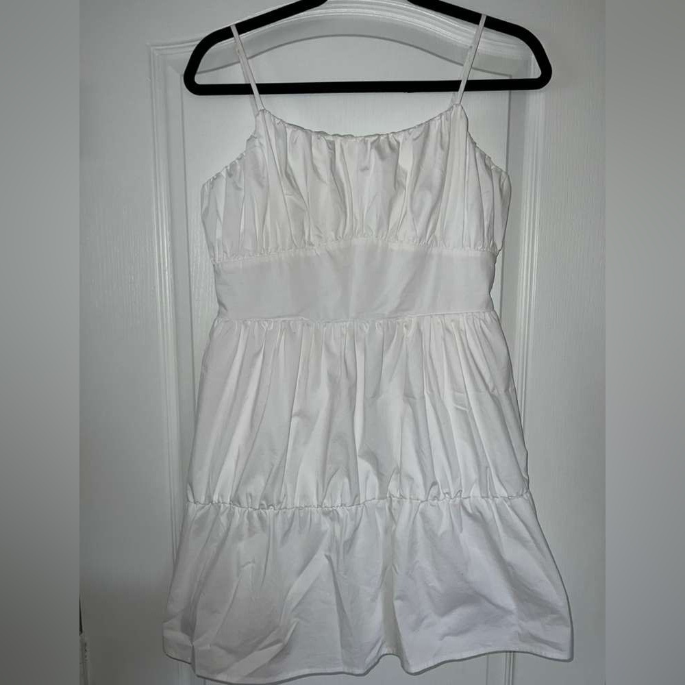Express Elegant White Tiered Mini Dress